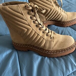 Tan Quilted Ankle Boots